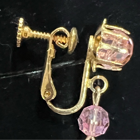 Pink Beaded Flower Drop Earrings - Picture 5 of 8